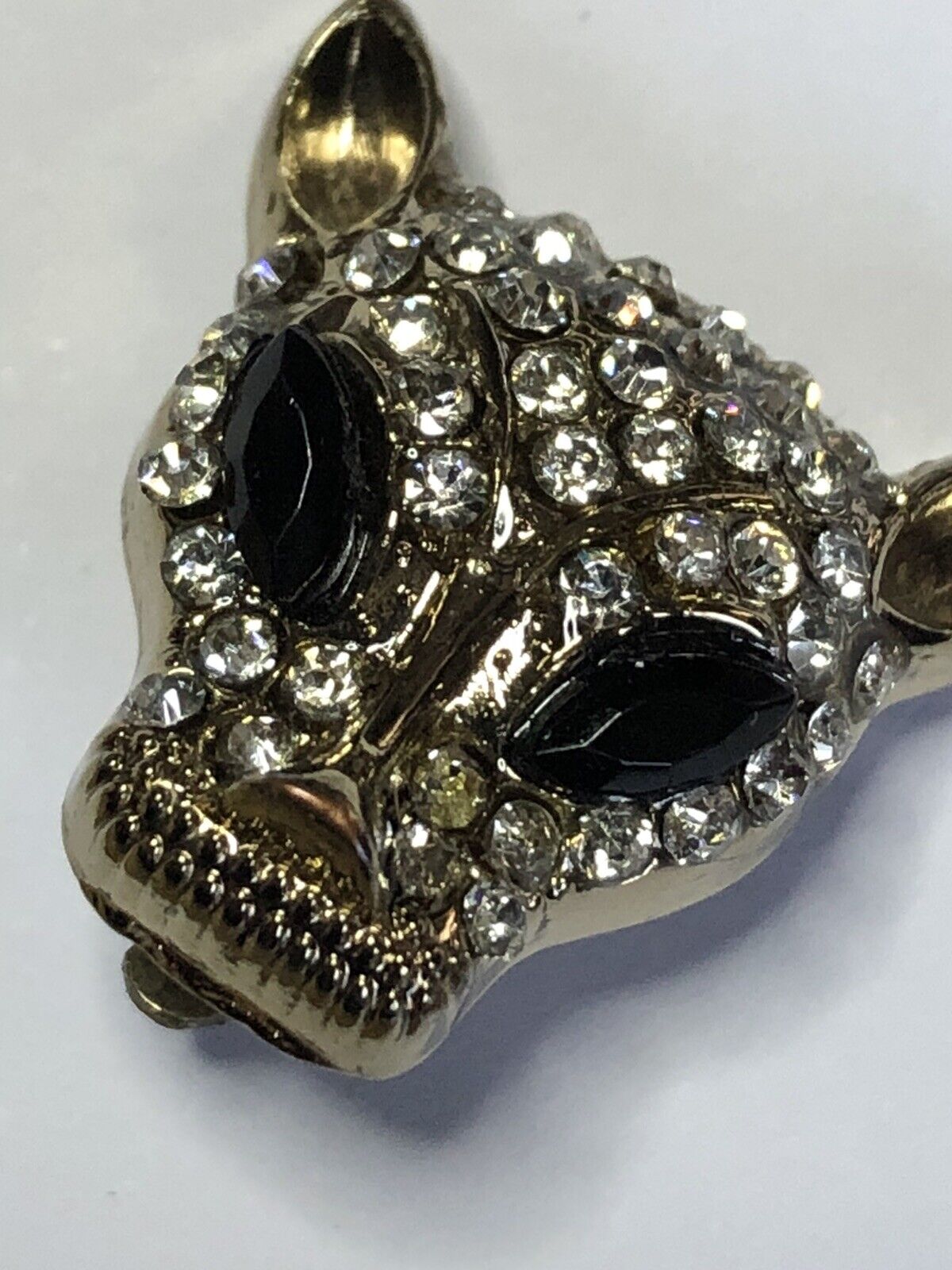 Vintage Jaguar Leopard Diamanté Clip On Earrings