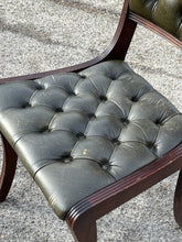 Green Leather Buttoned Back Desk Chair