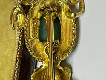 Vintage Gold Tone Turquoise Jelly Belly Mouse Brooch Signed Art