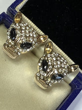Vintage Jaguar Leopard Diamanté Clip On Earrings