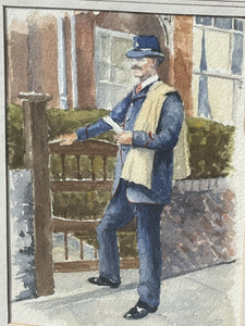 London Characters. Framed & Signed Watercolour By Ray Ross. “Postie “