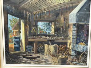 The Blacksmith’s, Oil On Canvas, Signed B Lamilgoun