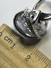 Vintage Rhodium Plated 3D Heart Cubic Zirconia Statement Ring