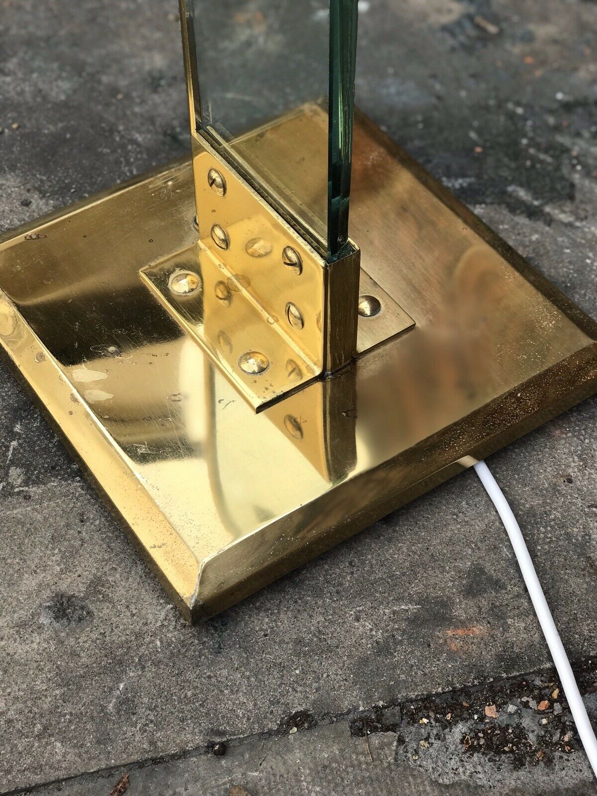 1980’s Modernist Designer Glass And Brass Lamp
