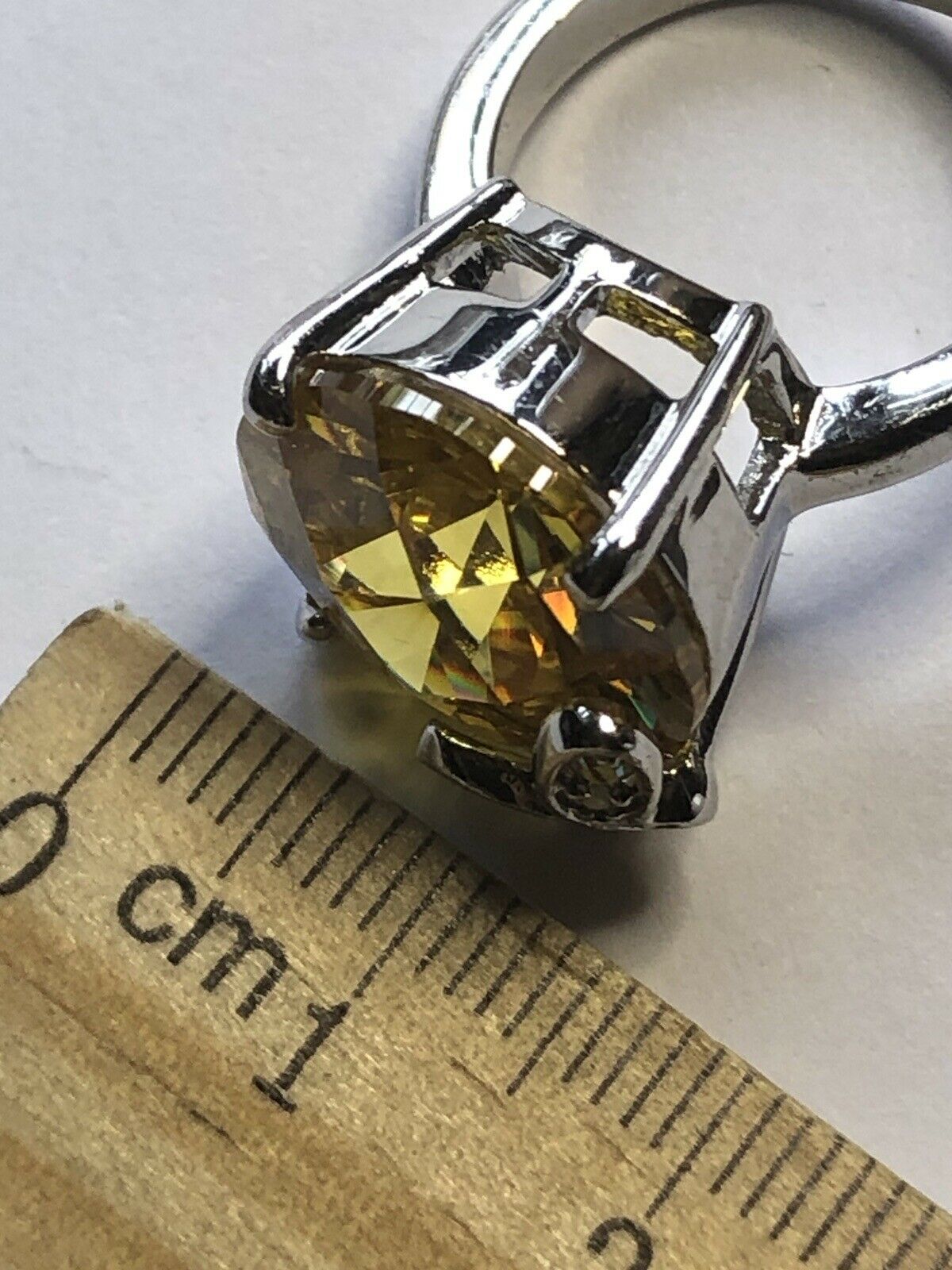 Vintage Rhodium Plated Butterfly Cubic Zirconia Statement Ring