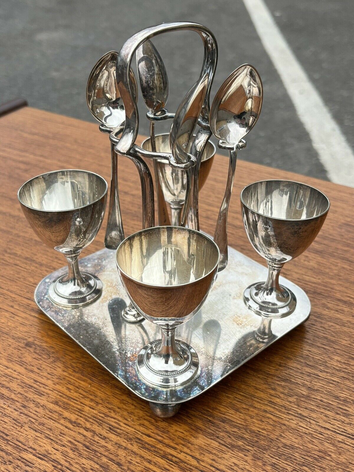 Victorian Silver Plate Egg Cup Set