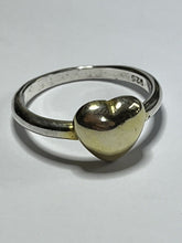 Vintage Sterling Silver Gold Plated Heart Ring Size P1/2