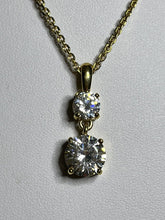 Vintage 1980s Yellow Gold Plated Clear Crystal Drop Necklace Boxed