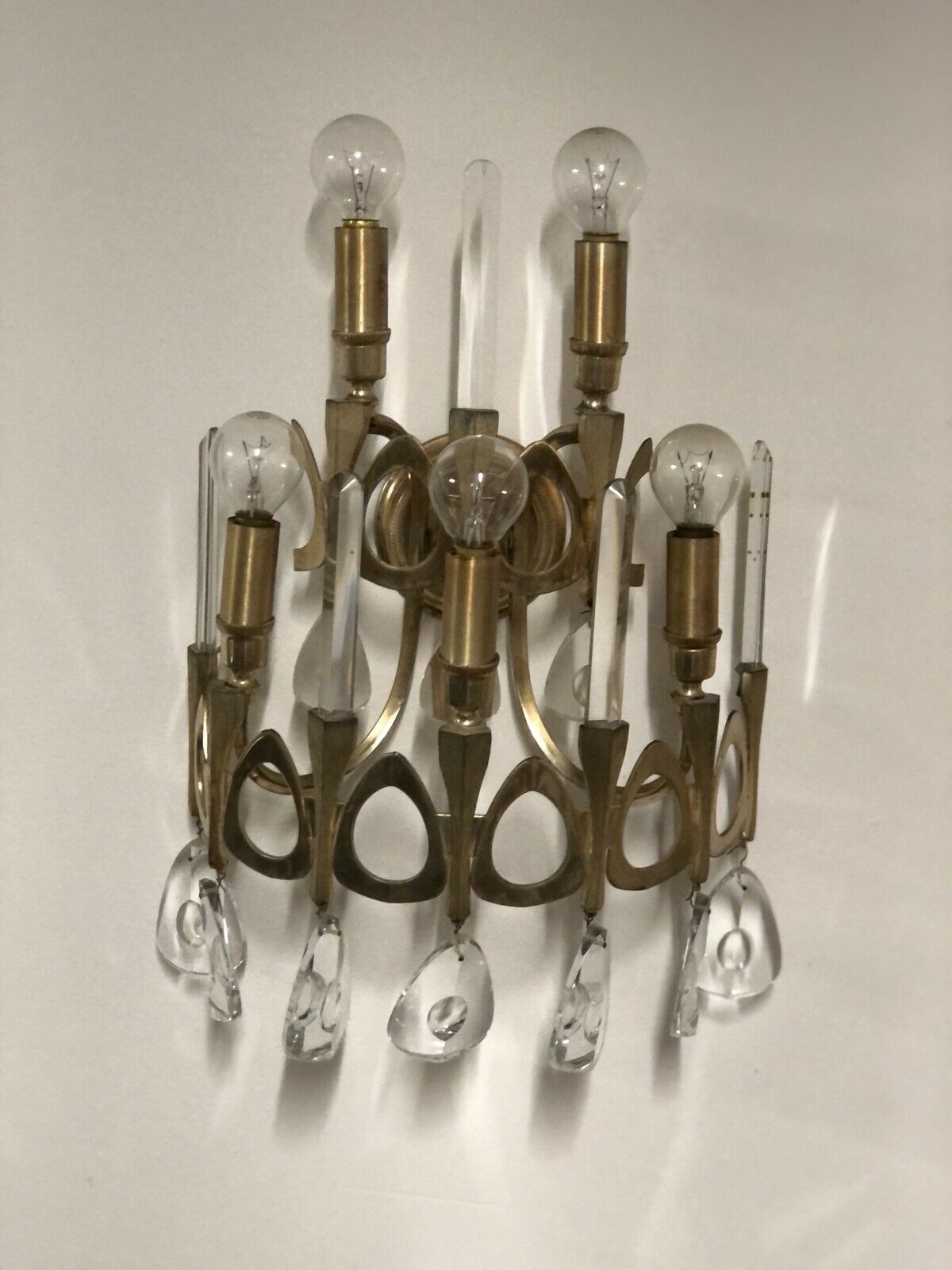 Mid Century Wall Light. Brass & Glass,  Very Stylish, Circa 1970’s