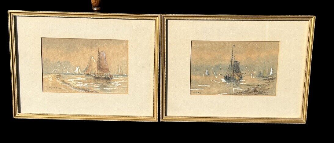 Marine Watercolours Paintings, Signed R T Wilding