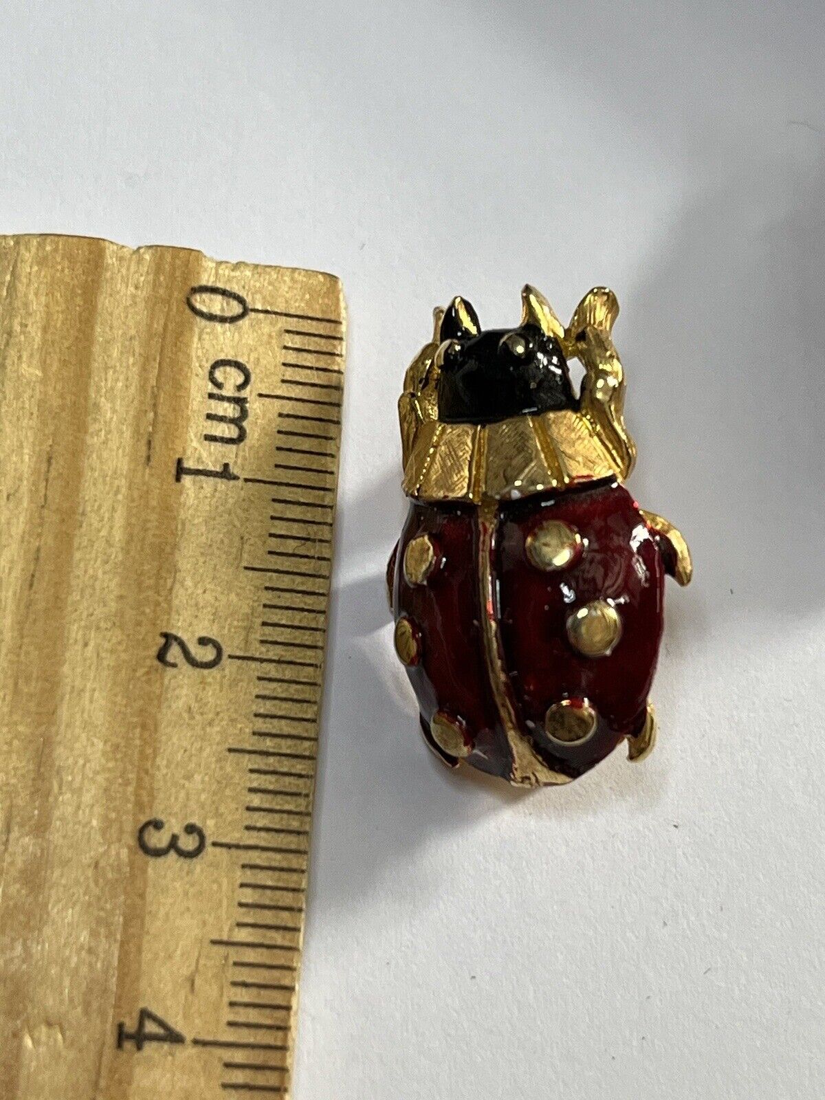 Vintage Ladybird Red Yellow Enamel Set Of 2 Brooches