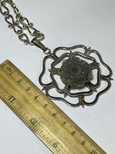 Vintage Silver 925 Statement Flower Geode Unique Chain Necklace 65g