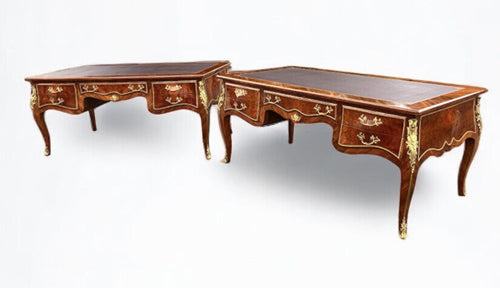 Pair Of Large Inlaid Kingswood Desks With Brass Decoration, Very Impressive.