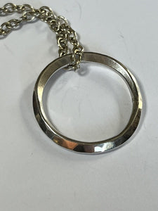 Vintage Hammered Sterling Silver Ring On Chain