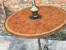 Maitland Smith Industrial Metal & Leather Lamp Table