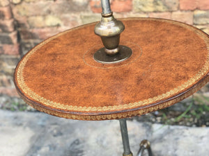 Maitland Smith Industrial Metal & Leather Lamp Table