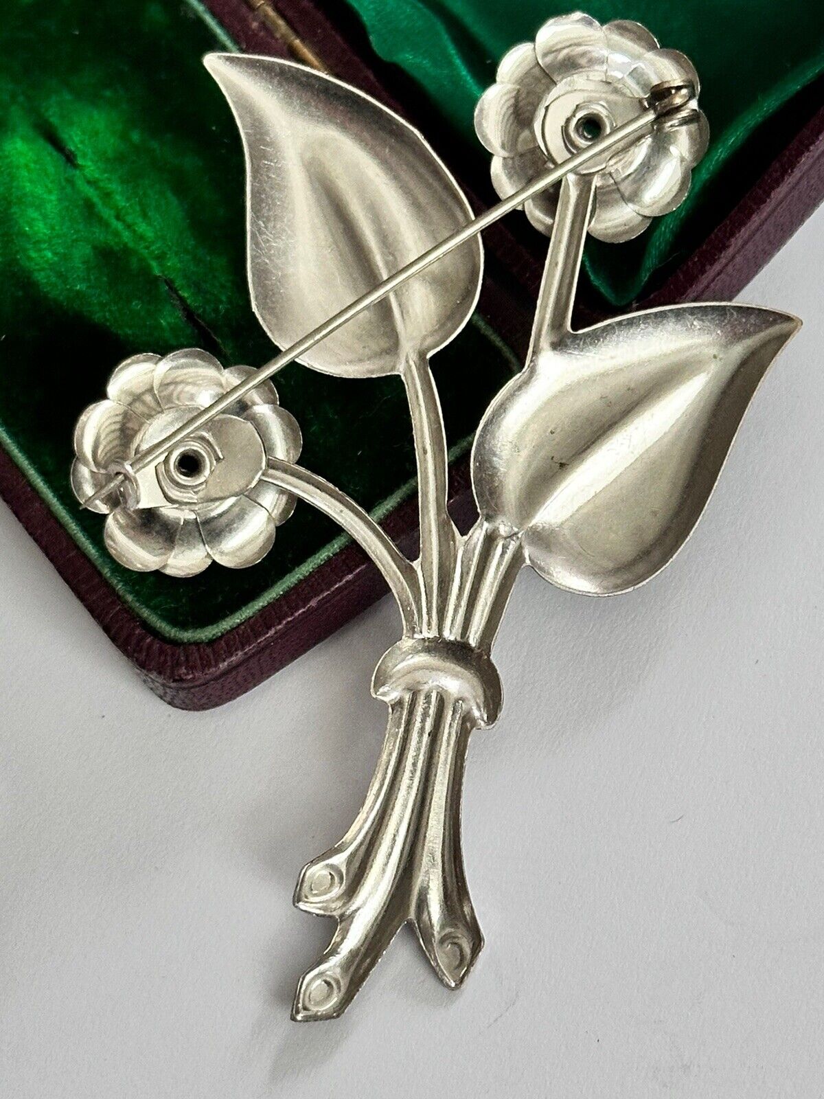 Vintage Silver Tone Flower Spray Brooch
