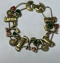 Vintage Gold Tone Golfing Enamel Bracelet