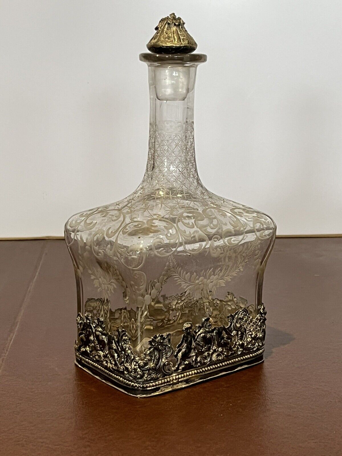 Berthold Muller Silver Mounted Etched Glass Decanter