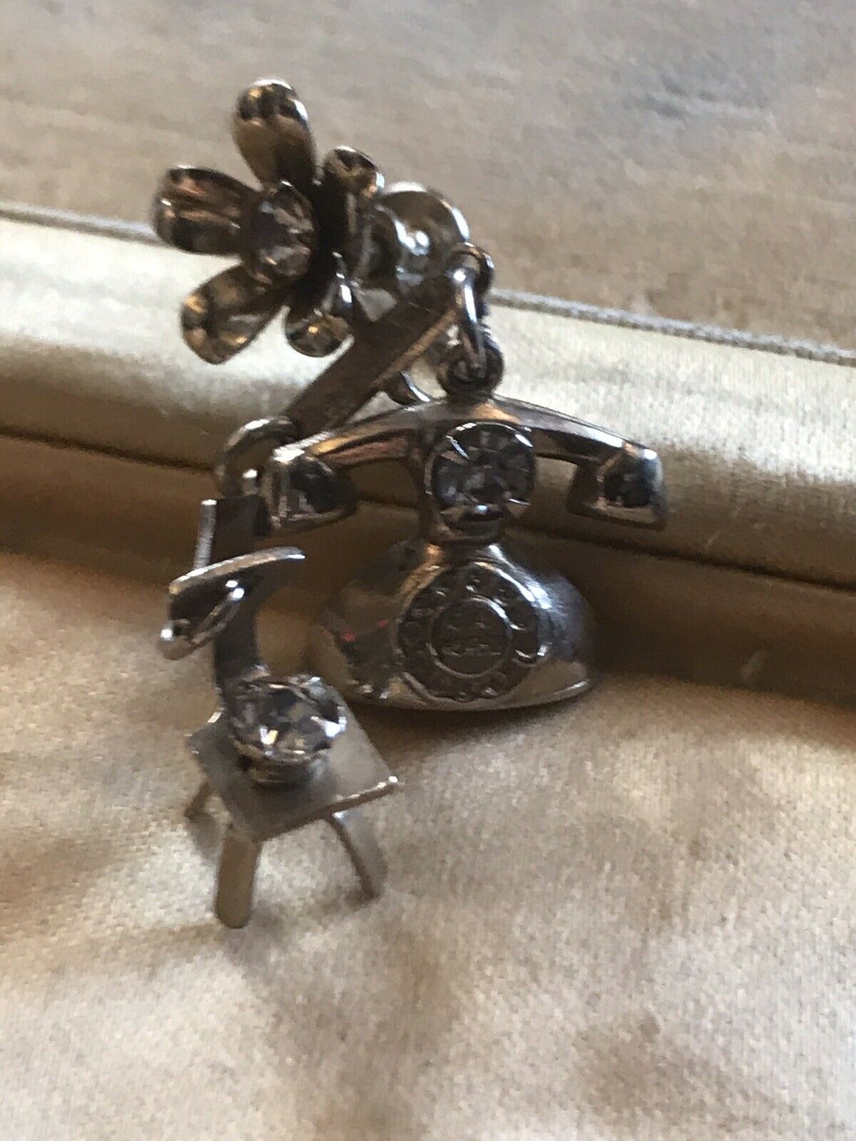 Vintage Unusual Telephone And Chair Screwback Earrings