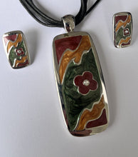 Vintage Enamelled Flowers Necklace And Earring Set