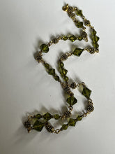 Vintage Gold Tone Green Crystal Necklace