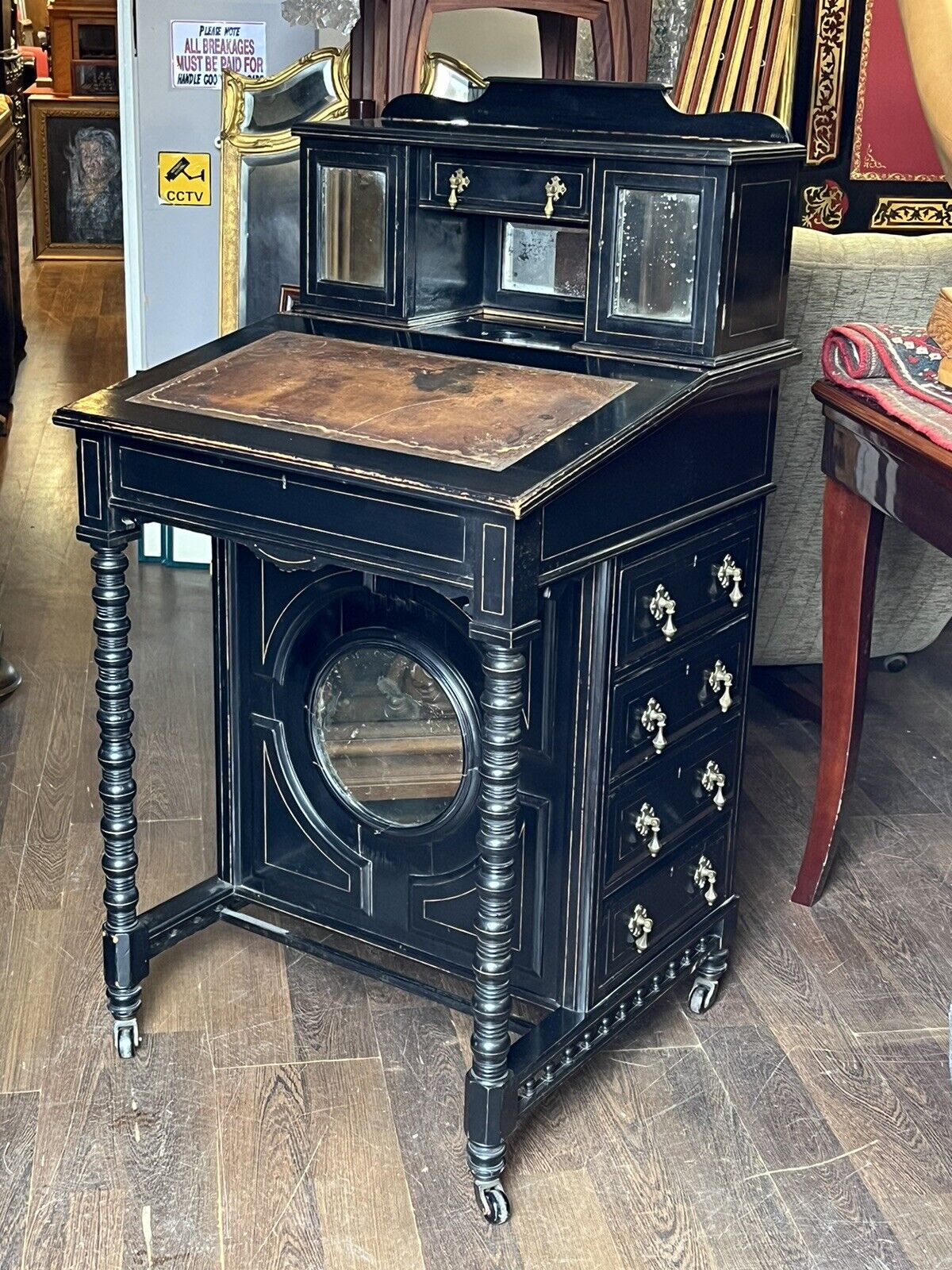 Aesthetic Movement Victorian Davenport Desk. Loads Of Storage.