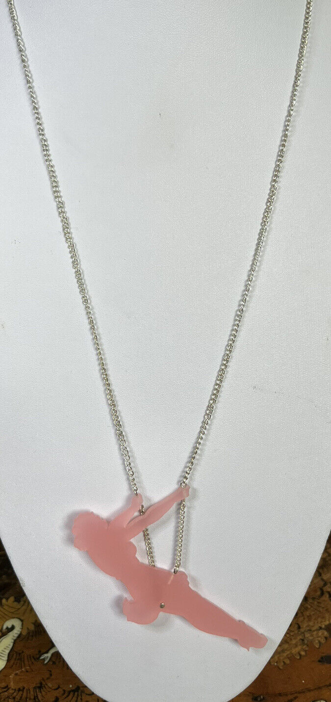 Vintage Acrylic Burlesque Dancer Long Length Necklace