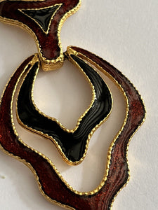 Vintage Early Avon Signed Red Black Enamel Necklace