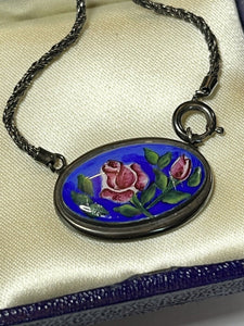 Vintage Silver 835 Hand Painted Enamel Bracelet