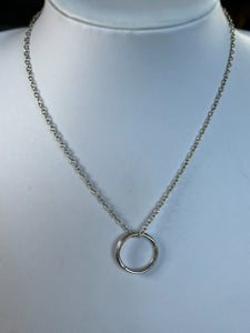 Vintage Hammered Sterling Silver Ring On Chain