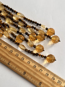 Vintage Statement Silver 925 Citrine Tigers Eye Drop Faceted Bead Necklace