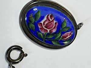 Vintage Silver 835 Hand Painted Enamel Bracelet