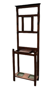 Edwardian Oak Coat Stand. Light Oak. Mirror & Drawer With Umbrella Stands.