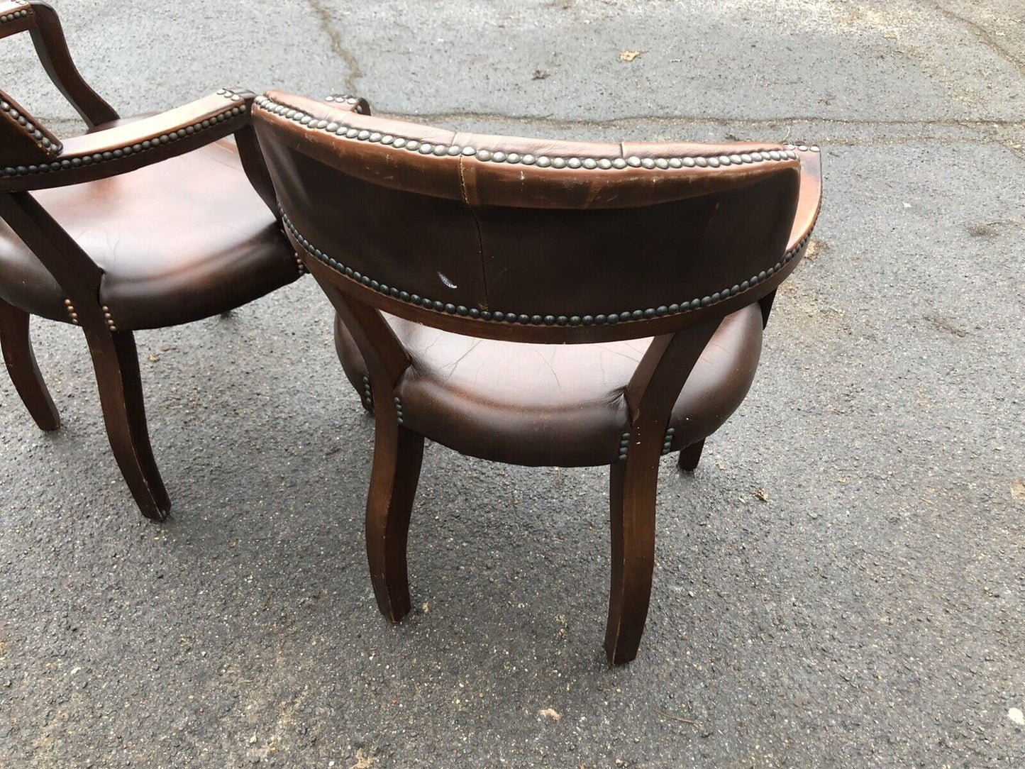 Brown Leather Pair Of Desk Chairs