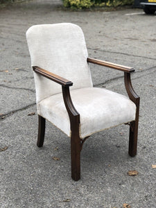 Antique Armchair In Mahogany And Upholstered. Reading Chair. Library Chair.