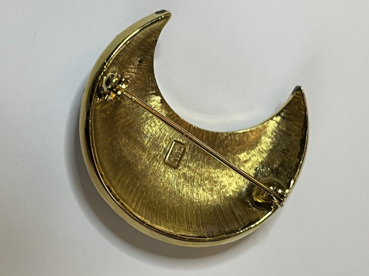 Vintage Half Moon Diamanté Made In Italy Brooch