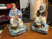 Majolica Fisherman And His Wife, Very Good Quality. Large In Size.