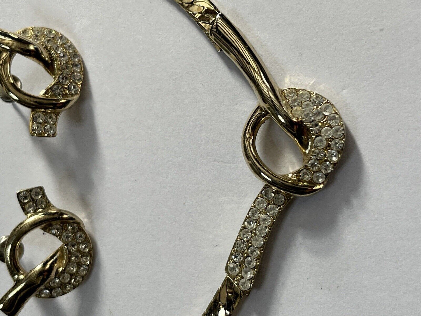 Vintage Pierre Cardin Signed Gold Plated Diamanté Necklace Earring Set