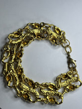 Vintage Signed Gold Plated Detailed Diamanté Bracelet