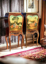 A Pair Of French Style Drinks Cabinets With Ormolu, Marble& Painted Decoration