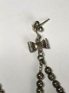Vintage Silver 925 Bow Balls Drop Earrings
