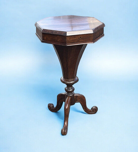 Victorian Rosewood Sewing Workbox With Fitted Interior.