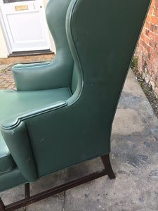 Green Leather Armchair. Library Armchair