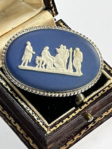 Vintage Wedgewood Blue Jasperware Brooch