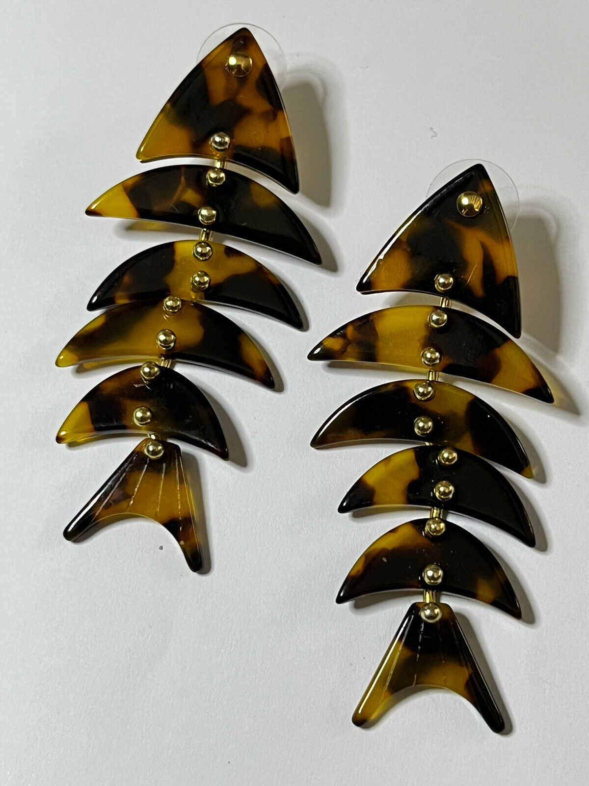 Vintage Designer J Crew Fishbone Acrylic Drop Earrings
