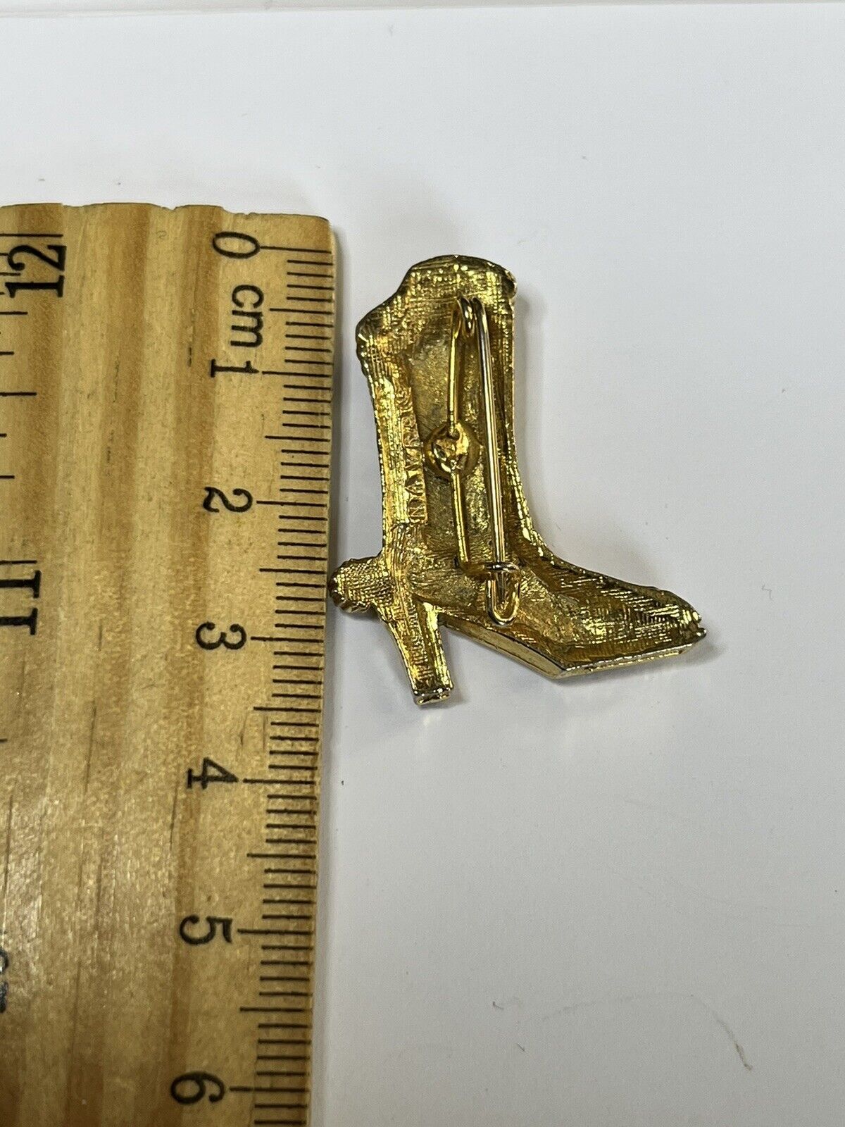 Vintage Gold Tone Diamanté Cowboy Boot Brooch