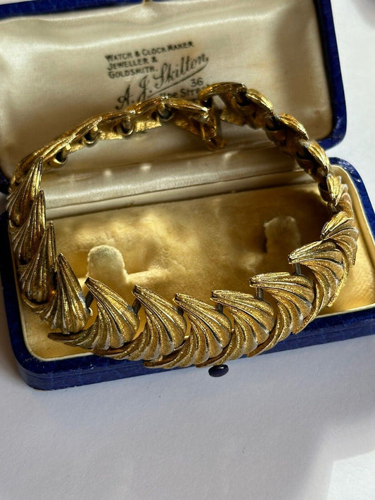 Vintage Gold Tone Half Moon Bracelet