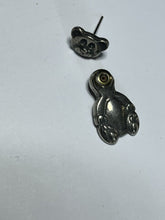 Vintage Pewter Teddy Bear Back Front Pierced Earrings