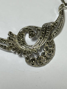 Vintage Marcasite Silver Tone Necklace